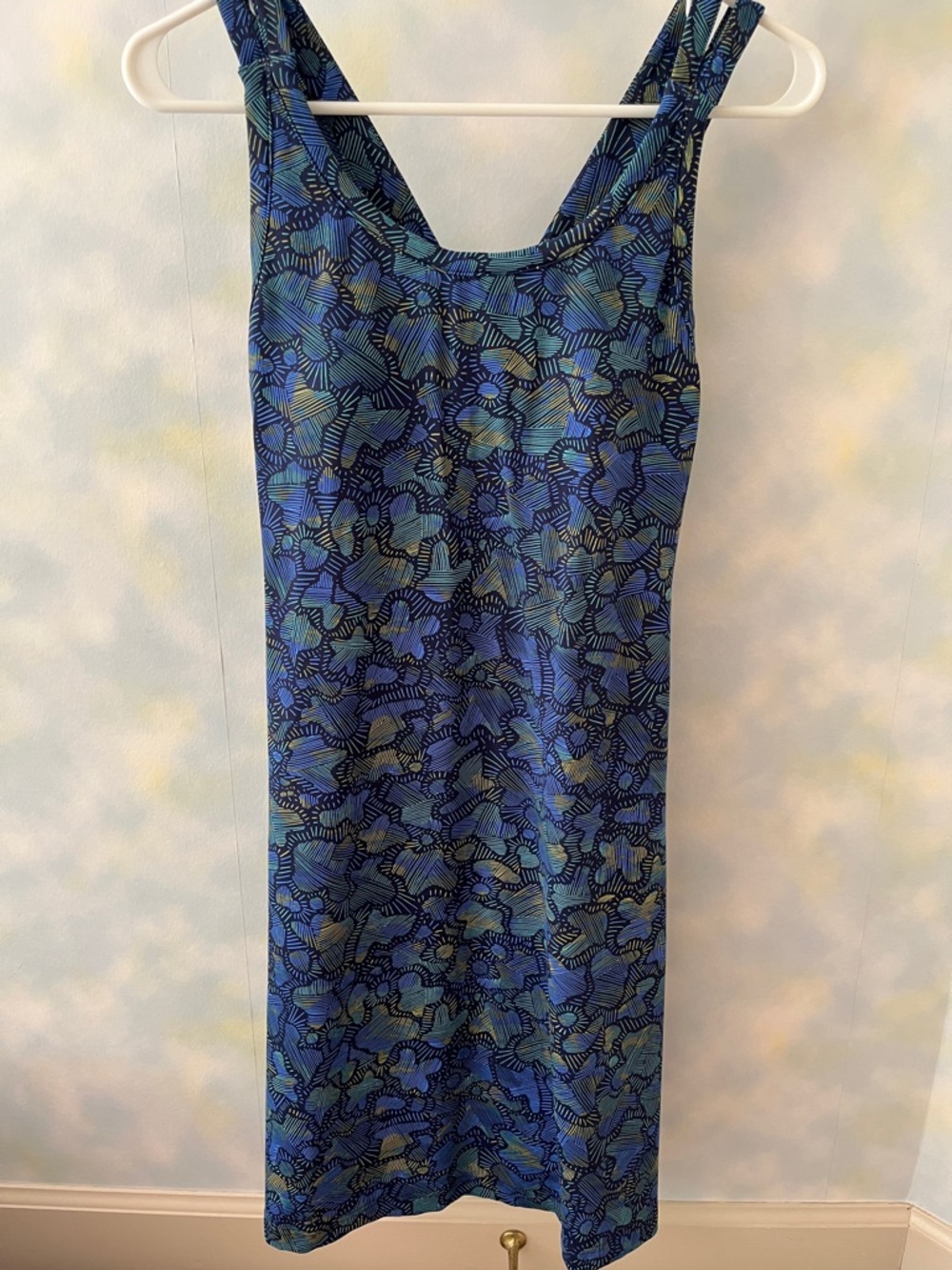 Title Nine Blue Floral-Patterned cross strap Dress
